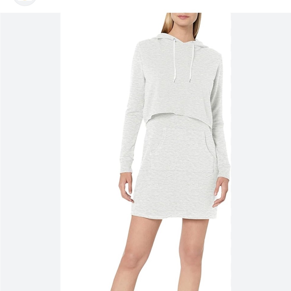 NWOT Monrow Supersoft Double Layer Hoody Dress in Ash Gray (Small) - Picture 3 of 16